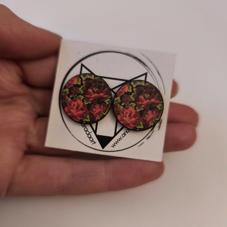 Stud earrings red Roses Vintage #red
