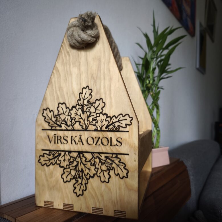 Koka kaste 6. alus pudelēm ar alus atvērēju Vīrs kā ozols 