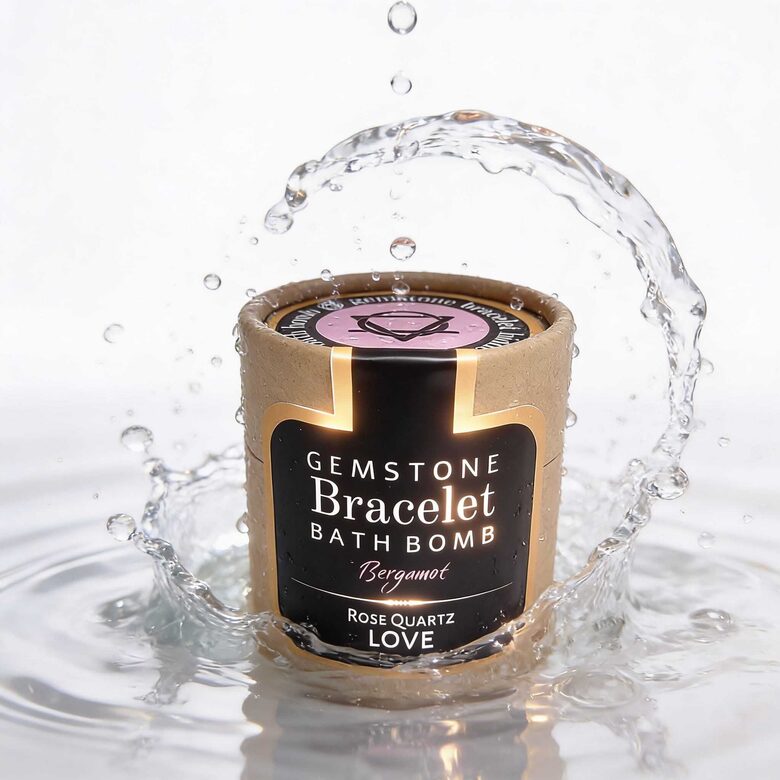 Rozā kvarca akmeņu aproce + vannas bumba — bergamote ar jūras sāli