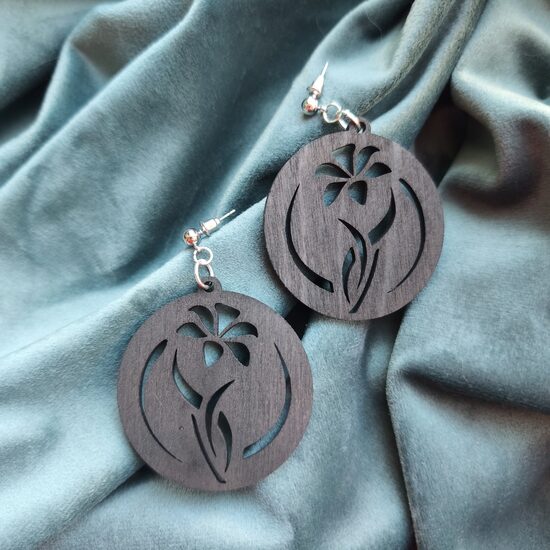 Koka auskari - Puķes n°1