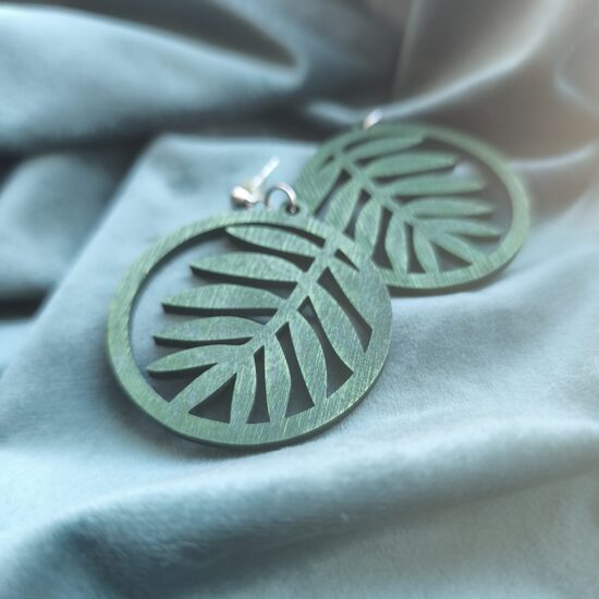 Koka auskari - palmas lapas (zaļas)