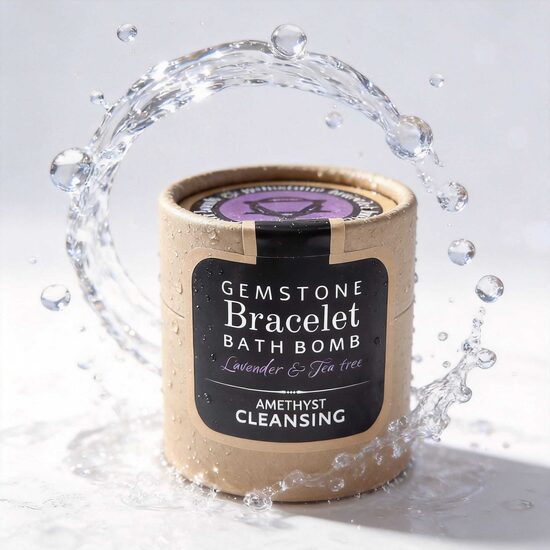 Ametista akmeņu aproce + vannas bumba — lavandas un tējas koks ar jūras sāli