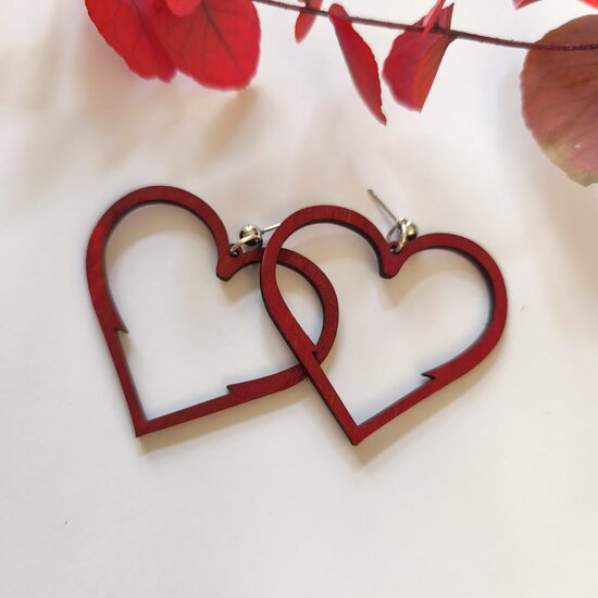 Earrings Wooden Hearts