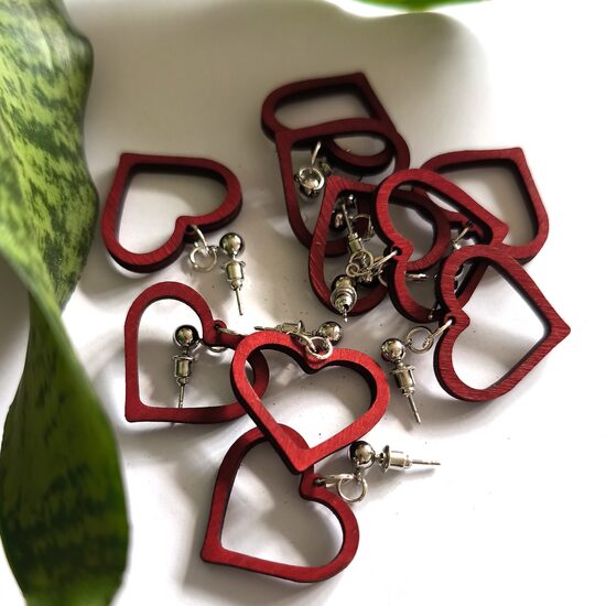 Earrings Wooden hearts