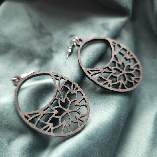 Wooden earrings cornflowers