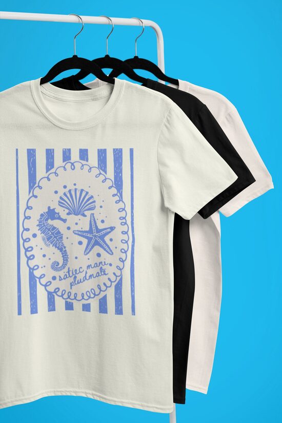 Unisex t-krekls Satiec mani pludmalē