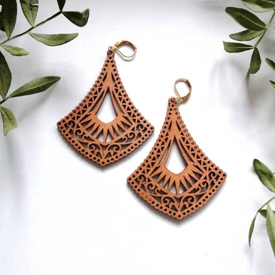 Wooden earrings Fans #2
