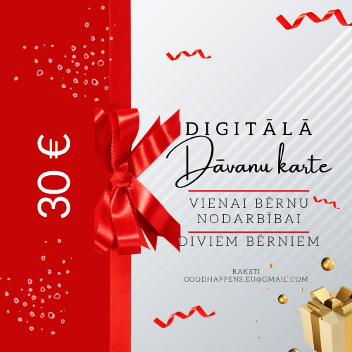 DIGITĀLĀ Dāvanu karte uz bērnu nodarbību €30 diviem bērniem
