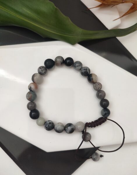 Adjustable gray-white amazonite bracelet #gray #white