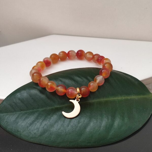 Two-tone jade bracelet with moonstone #orange #red