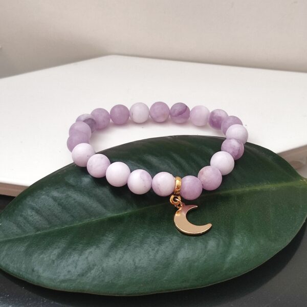 Orchid matte jade bracelet with moonstone #purple