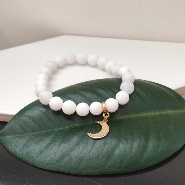 White jade bracelet with moonstone #white