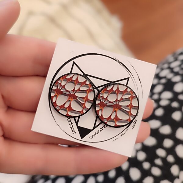 stud earrings Abstraction #orange #gray #white