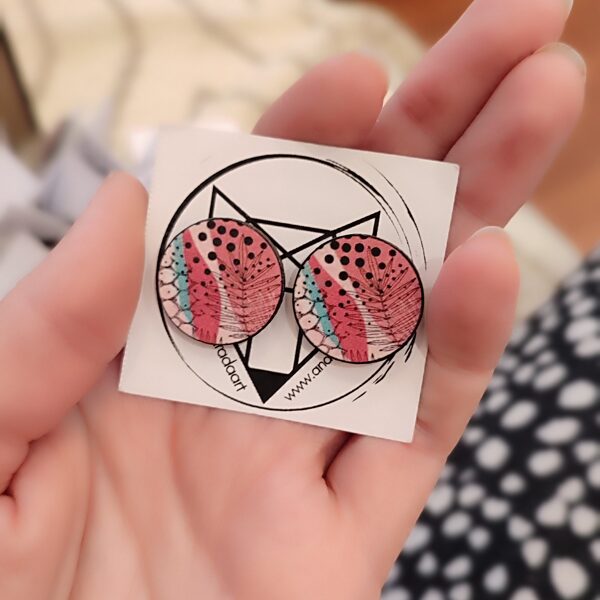 stud earrings Abstraction #blue #beige #pink #brown