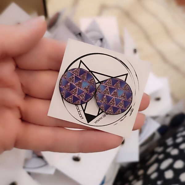 stud earrings Abstraction triangles #purple