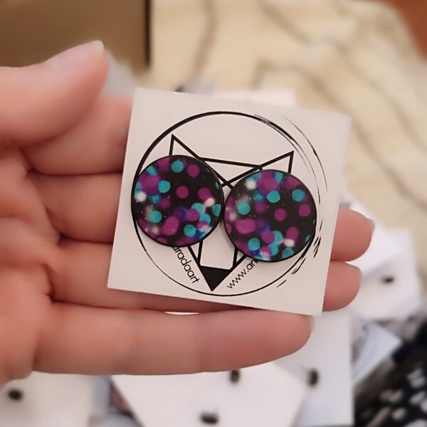 stud earrings Abstract purple blue №2 #purple