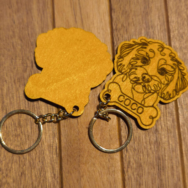 Wooden Keychain - Personalized with your dog's name Part VIII