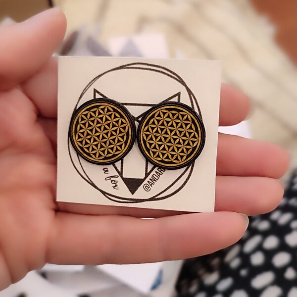 stud earrings Mandala #yellow #brown #orange