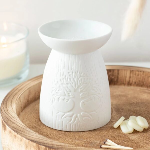 Baltas keramikas dzīvības koka eļļas aromlampa