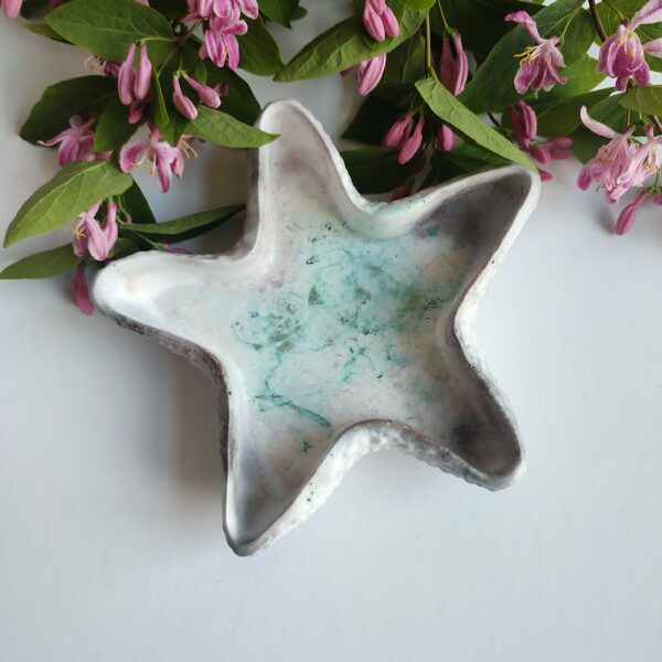 Ģipša akrila rotu dekoratīvais trauciņš Jūras zvaigzne #zils