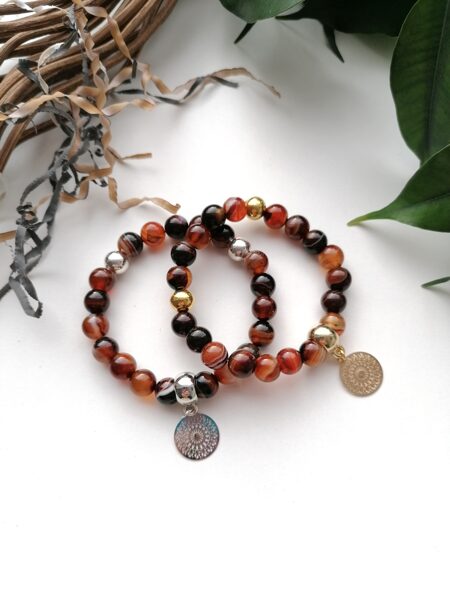 Bracelet "Brown tones" with mandala pendant