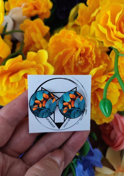 Auskari Oranžas lapas #zils #oranžs #rudens