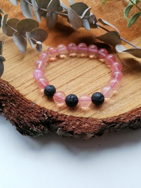 Unisex bracelet Rose quartz with lava