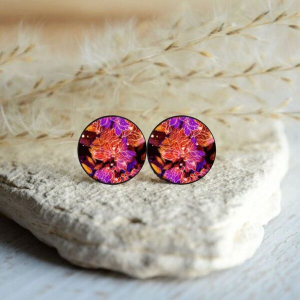 auskari Abstrakti ziedi Violeti oranži