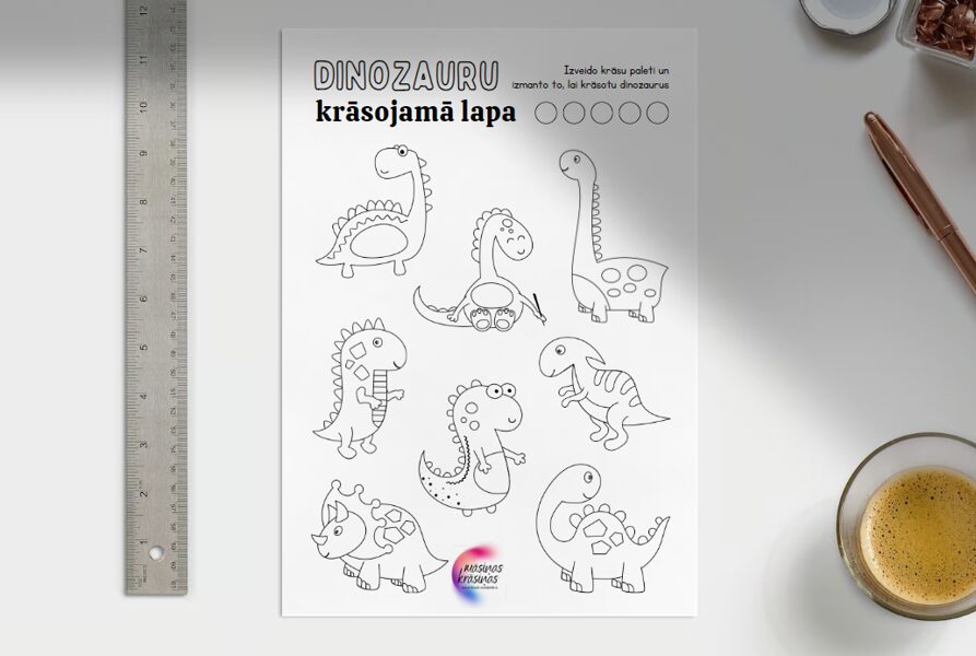digitālais fails dinozauru izkrāsojamā lapa 1.lpp