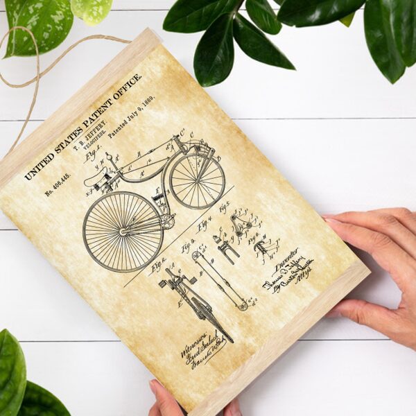Sienas dekors, plakāts - velosipēda patenta kopija 1889 A4