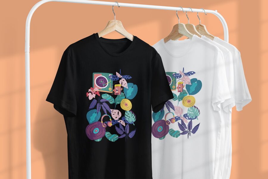 T-krekls Colorful Lively and Illustrated Music 