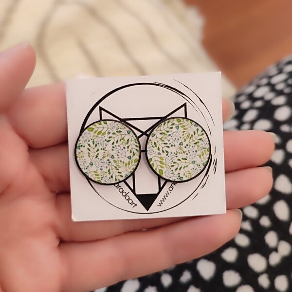 stud earrings Blue green leaves #Green #blue