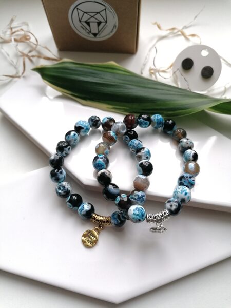 Blue agate bracelet Love&Peace #blue