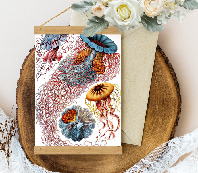 Sienas dekors - Vintage Haeckel Discomedusae_8 #zils