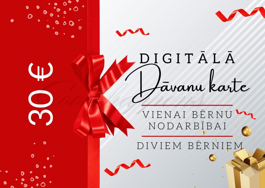 DIGITĀLĀ Dāvanu karte uz bērnu nodarbību €30 diviem bērniem