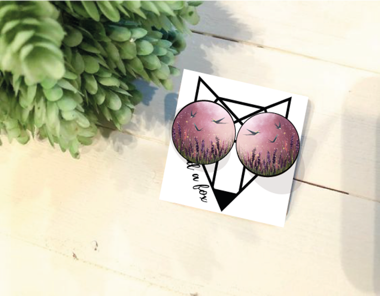 Auskari Putni un lavanda #violets #rudens