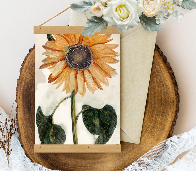 Sienas dekors, plakāts - Vintage Johan Teyler sunflower