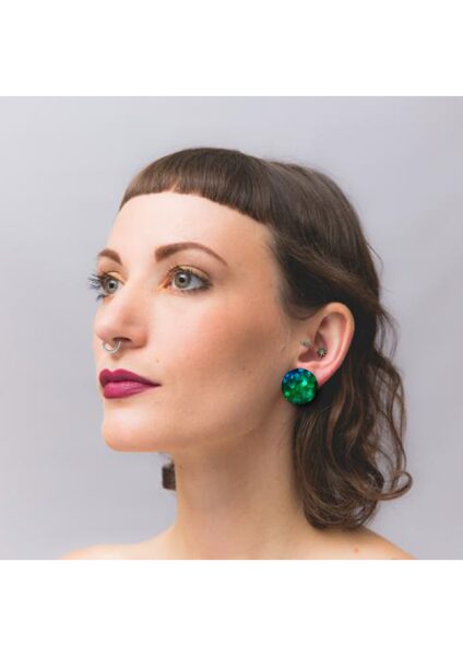 Lielie auskari zaļš zils